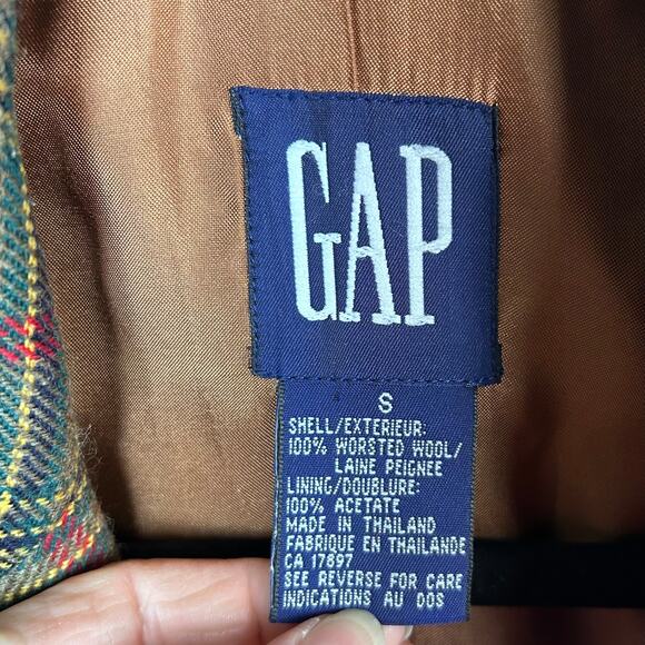 GAP jacket womens small blazer tartan plaid wool preppy academia old money VTG - Picture 14 of 15